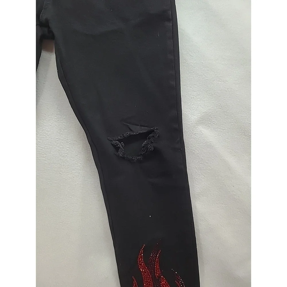 GVAPI Overseaz Drip Jeans Mens 30‎ Flame Rhinestone Distressed Limited Edition